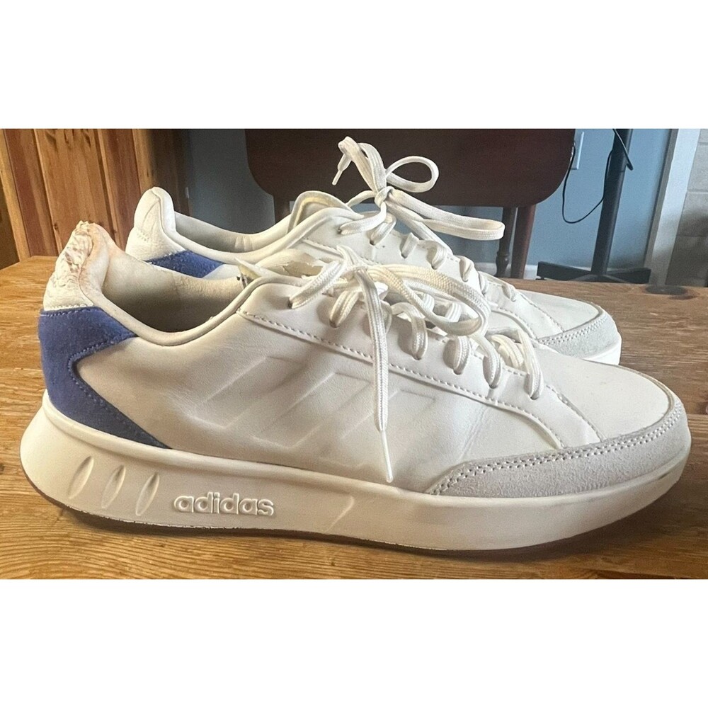 Adidas Questar Flow Men's 8 White Royal Blue Running Athletic Sneakers